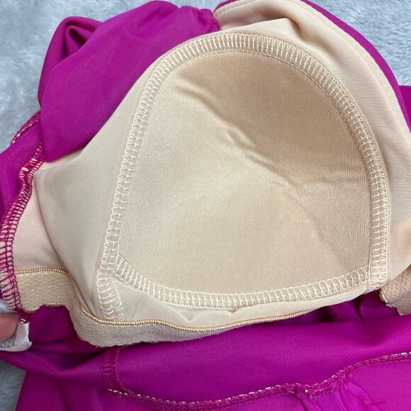 Lands End One Piece Swimsuit Womens 8 Fuchsia Pink Ruched Slimming Padded Bra - Picture 5 of 6